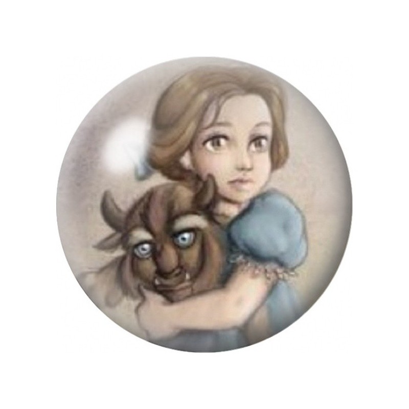Cabochon en Verre Illustré Jeune Femme au Chat Siamois 12 à 25mm