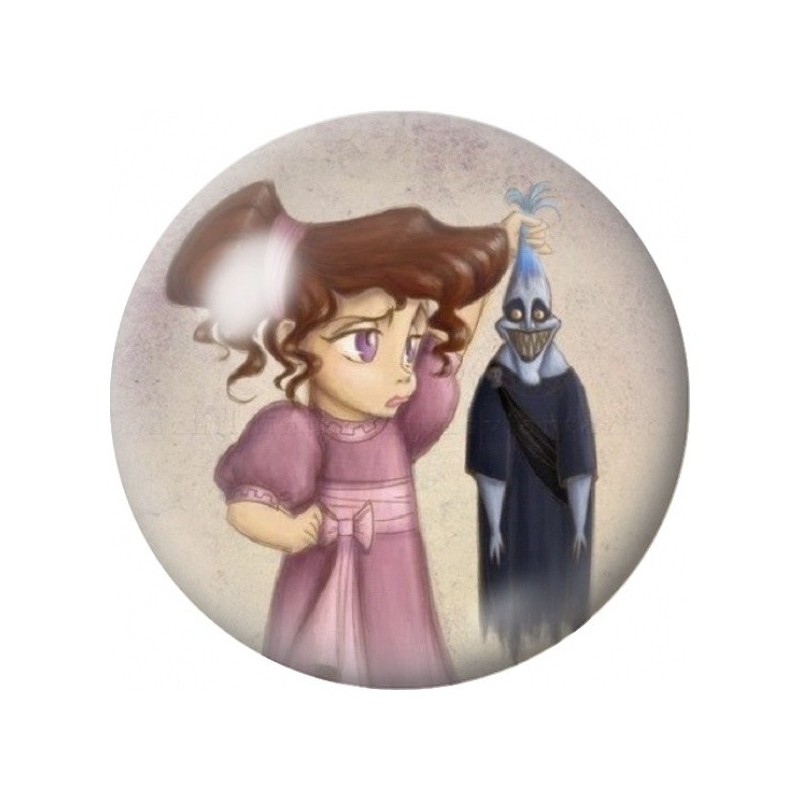 Cabochon en Verre Illustré Jeune Femme et Génie des Ombres 12 à 25mm