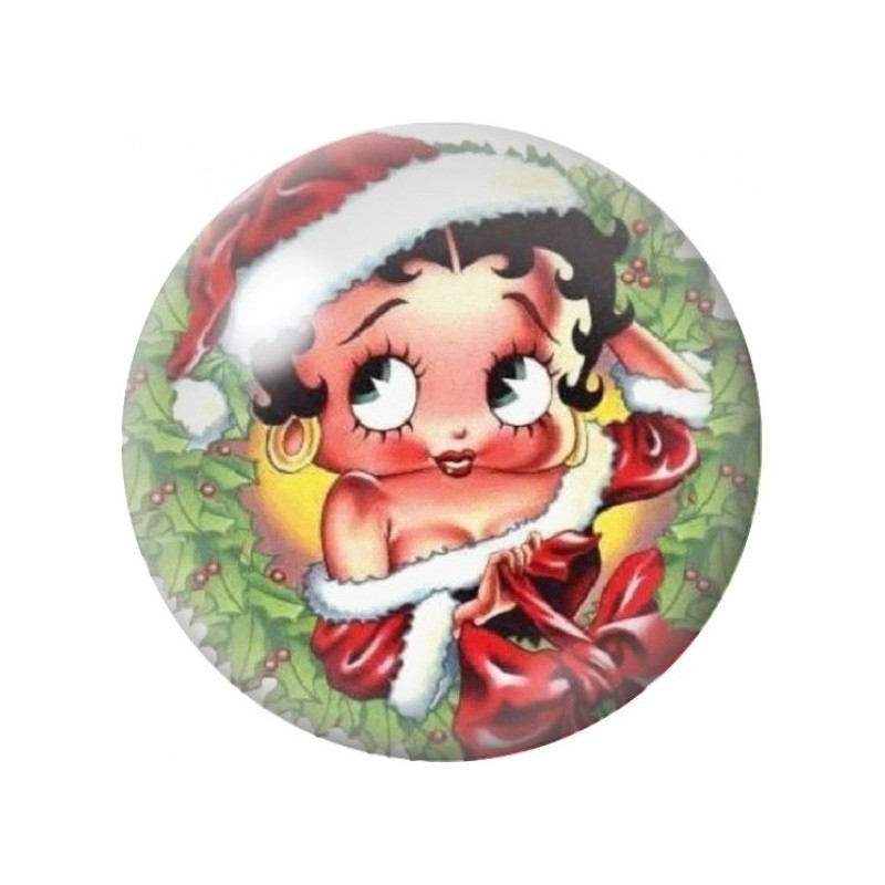 Cabochon en Verre Illustré Pin-Up de Noël aux Houx 12 à 25mm