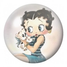 Cabochon en Verre Illustré Pin-Up au Petit Chat 12 à 25mm pour la Création de Bijoux Fantaisie - DIY