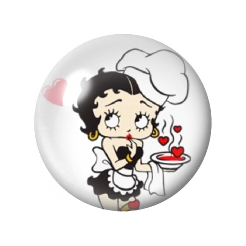 Cabochon en Verre Illustré Pin-Up Serveuse aux Cœurs 12 à 25mm
