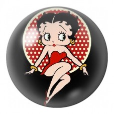 Cabochon en Verre Illustré Pin-Up au Fauteuil à Pois 12 à 25mm pour la Création de Bijoux Fantaisie - DIY