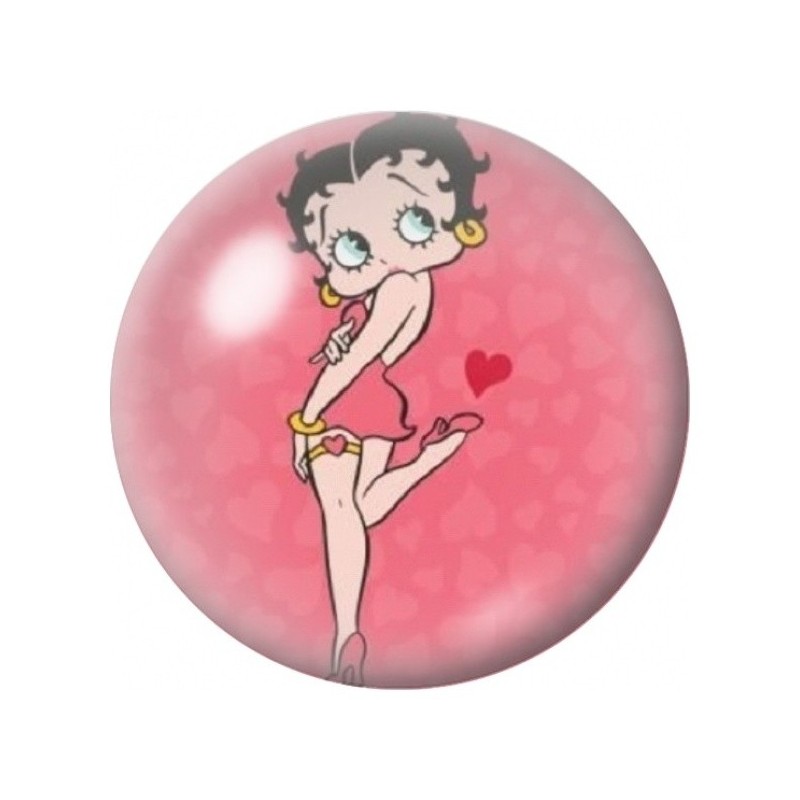 Cabochon en Verre Illustré Pin-Up Rose aux Petits Cœurs 12 à 25mm