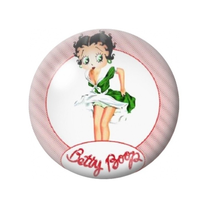 Cabochon en Verre Illustré Pin-Up à la Robe Verte 12 à 25mm