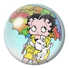Cabochon en Verre Illustré Pin-Up sous son Parapluie 12 à 25mm pour la Création de Bijoux Fantaisie - DIY
