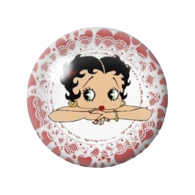 Cabochon en Verre Illustré Pin-Up sur Dentelle Rouge 12 à 25mm