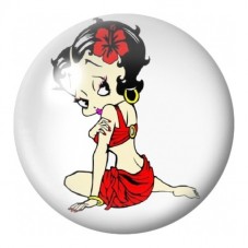 Cabochon en Verre Illustré Pin-Up en Robe Rouge 12 à 25mm pour la Création de Bijoux Fantaisie - DIY