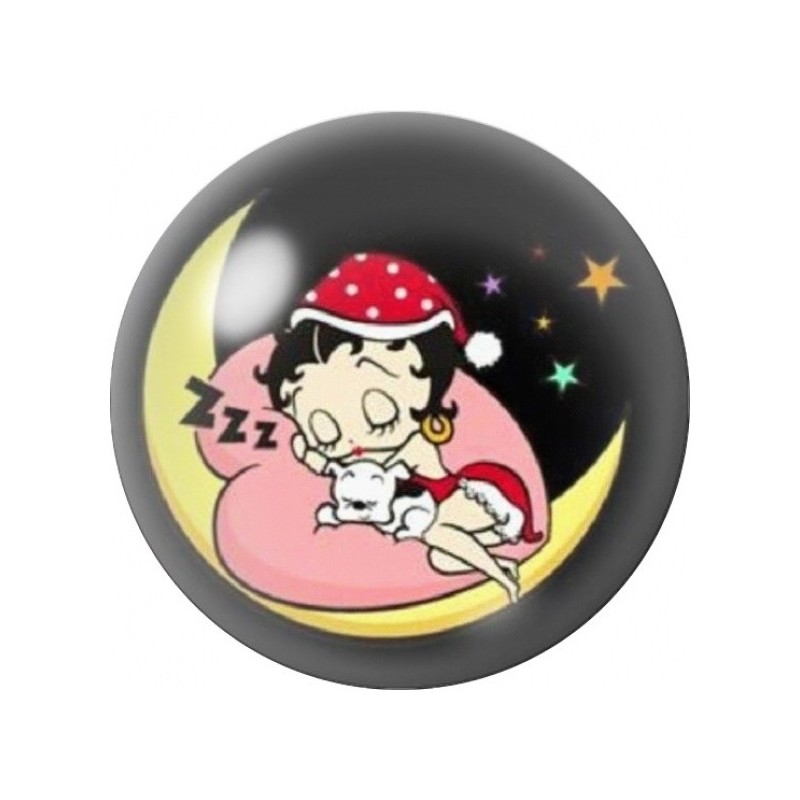 Cabochon en Verre Illustré Pin-Up Endormie sur la Lune 12 à 25mm