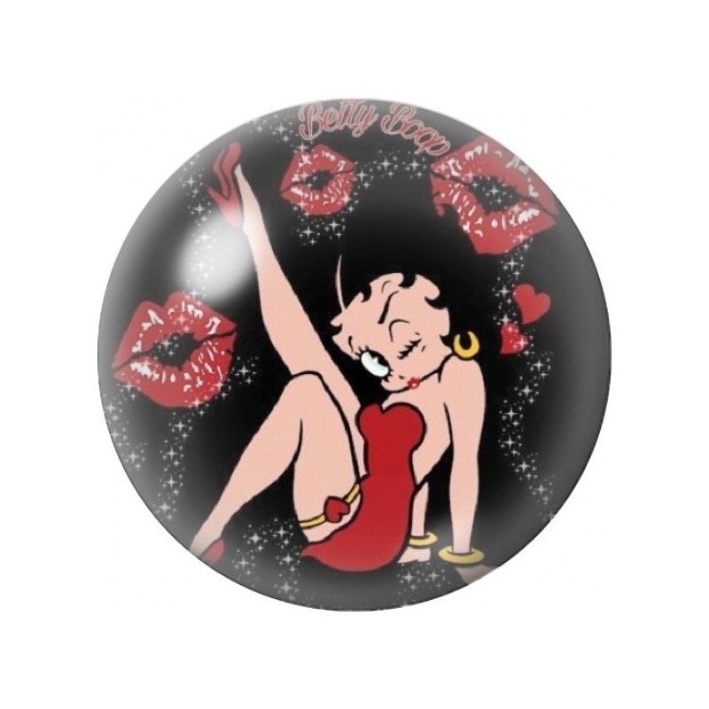 Cabochon en Verre Illustré Pin-Up et Baisers Rouges 12 à 25mm