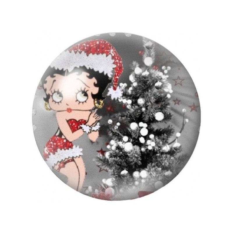 Cabochon en Verre Illustré Pin-Up au Sapin Enneigé 12 à 25mm