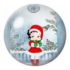 Cabochon en Verre Illustré Pin-Up dans la Neige 12 à 25mm pour la Création de Bijoux Fantaisie - DIY