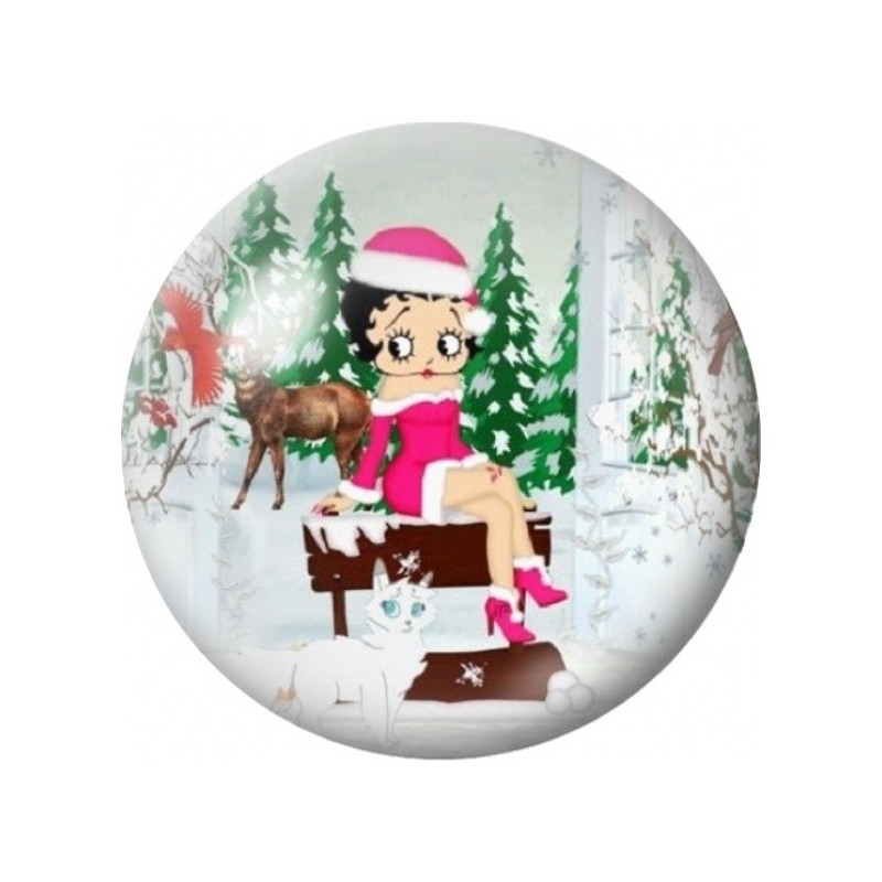 Cabochon en Verre Illustré Pin-Up au Renne de Noël 12 à 25mm