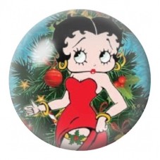 Cabochon en Verre Illustré Pin-Up Rouge aux Branches de Sapin 12 à 25mm pour la Création de Bijoux Fantaisie - DIY