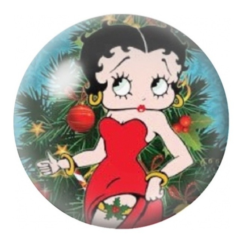 Cabochon en Verre Illustré Pin-Up Rouge aux Branches de Sapin 12 à 25mm