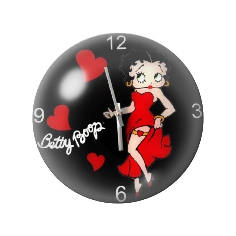 Cabochon en Verre Illustré Horloge Pin-Up aux Cœurs 12 à 25mm