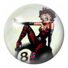 Cabochon en Verre Illustré Pin-Up à la Boule de Billard 12 à 25mm pour la Création de Bijoux Fantaisie - DIY