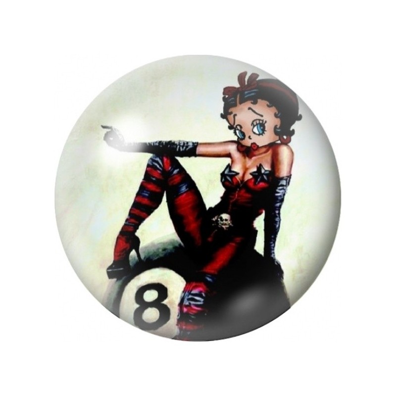 Cabochon en Verre Illustré Pin-Up à la Boule de Billard 12 à 25mm