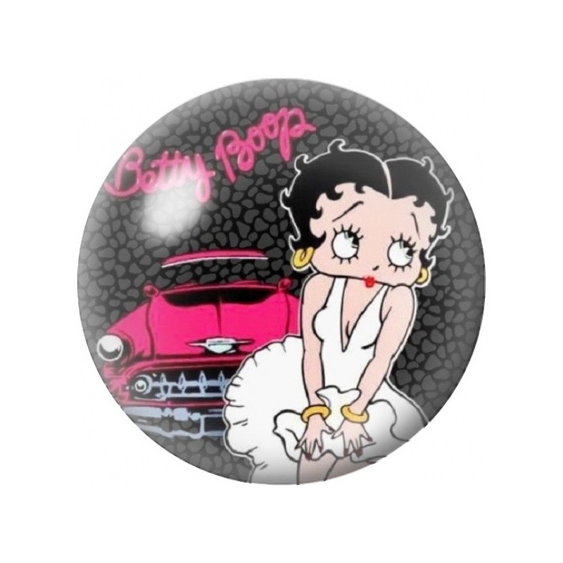 Cabochon en Verre Illustré Pin-Up à la Voiture Rose 12 à 25mm