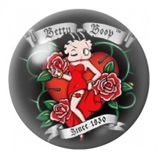 Cabochon en Verre Illustré Pin-Up Tatouage aux Roses Rouges 12 à 25mm pour la Création de Bijoux Fantaisie - DIY