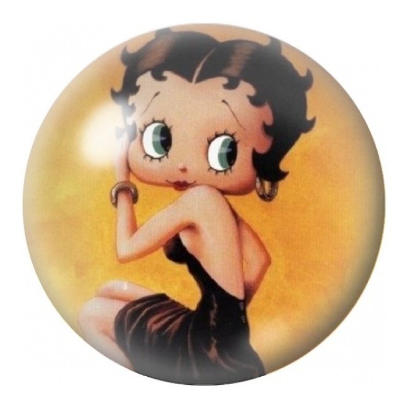 Cabochon en Verre Illustré Pin-Up en Noir sur Fond Doré 12 à 25mm