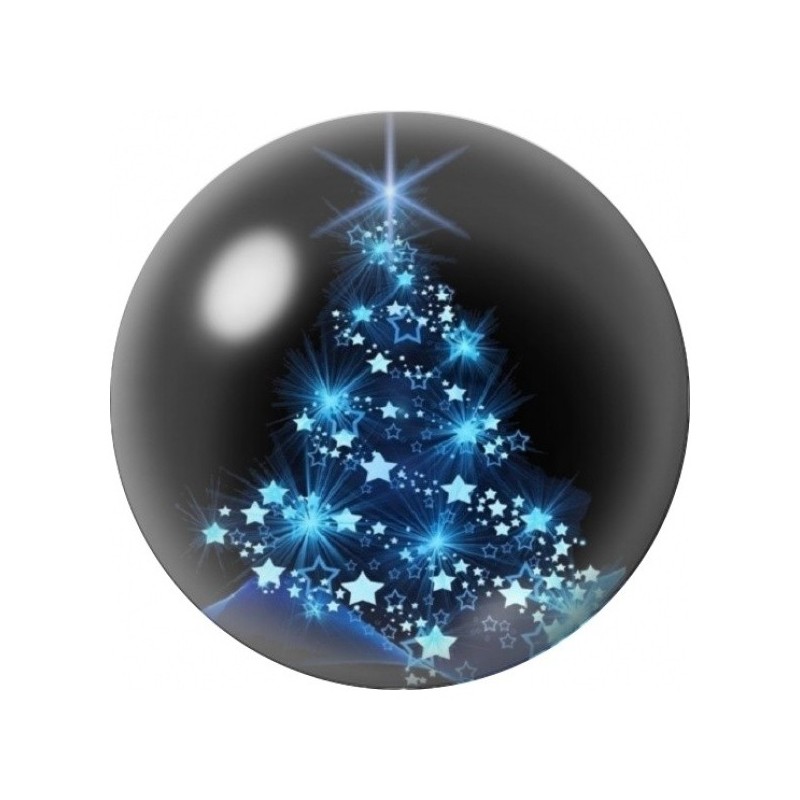 Cabochon en Verre Illustré Sapin de Noël Bleu Lumineux 12 à 25mm