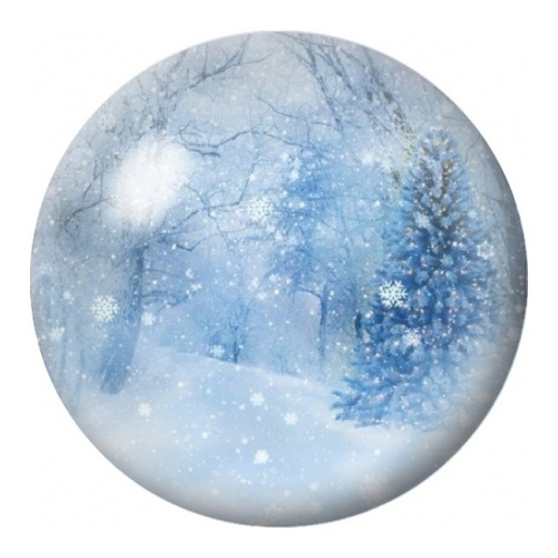 Cabochon en Verre Illustré Forêt Enneigée dans la Brume 12 à 25mm