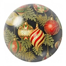Cabochon en Verre Illustré Boules de Noël Rouges et Dorées 12 à 25mm pour la Création de Bijoux Fantaisie - DIY