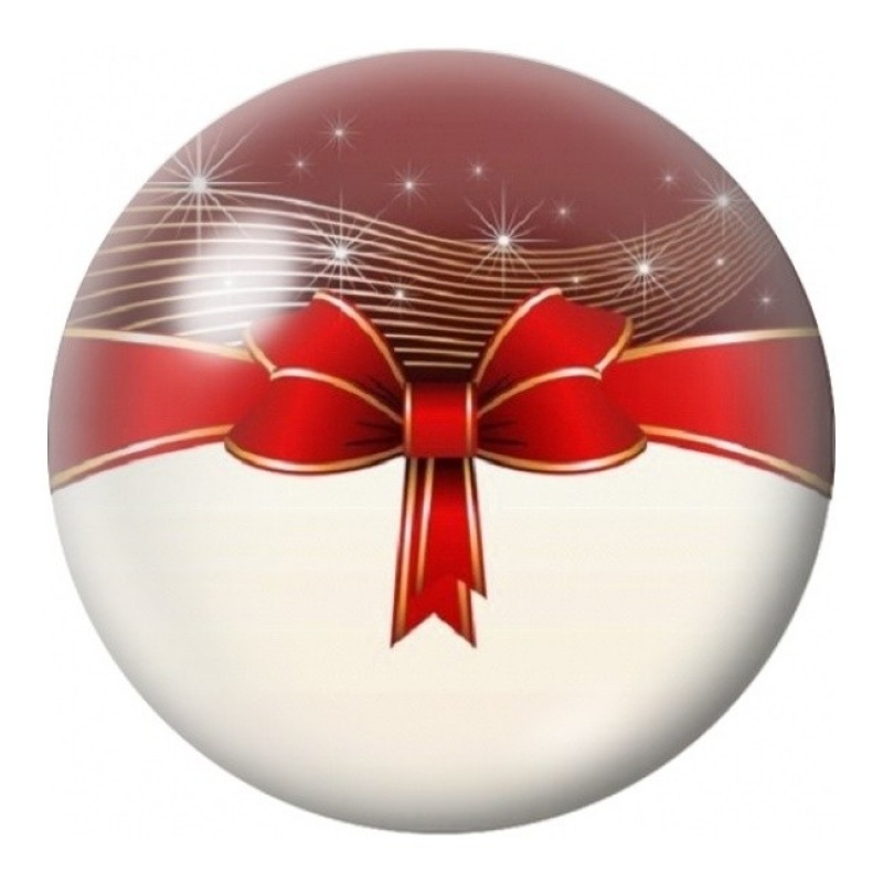 Cabochon en Verre Illustré Nœud de Cadeau Rouge et Or 12 à 25mm