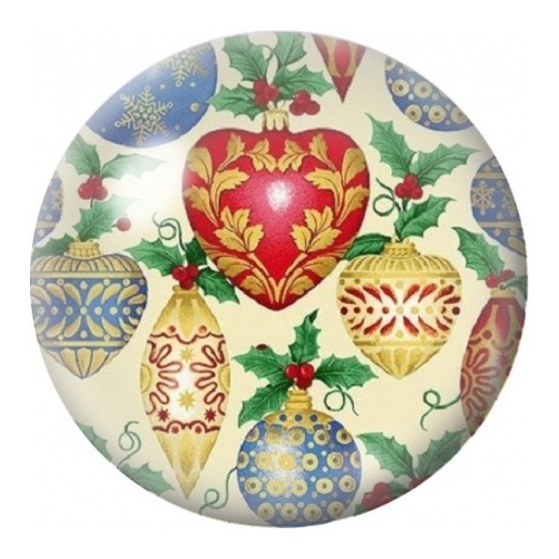 Cabochon en Verre Illustré Boules de Noël Fleuries Vintage 12 à 25mm