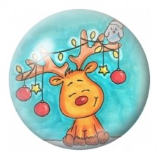 Cabochon en Verre Illustré Renne aux Guirlandes Colorées 12 à 25mm pour la Création de Bijoux Fantaisie - DIY