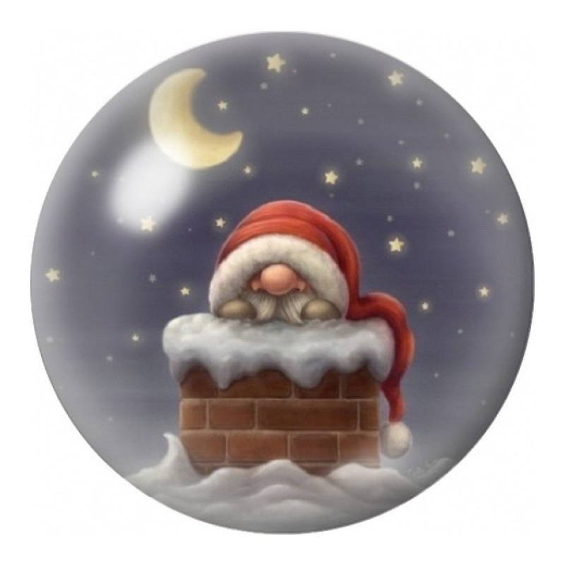 Cabochon en Verre Illustré Père Noël dans la Cheminée 12 à 25mm