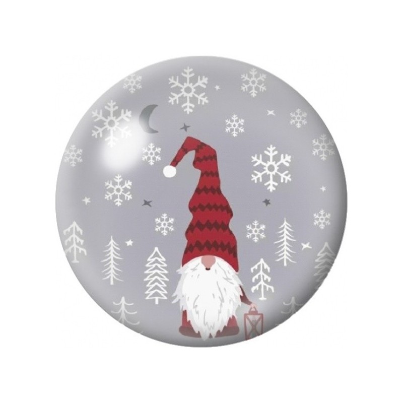 Cabochon en Verre Illustré Gnome au Grand Bonnet Rouge 12 à 25mm