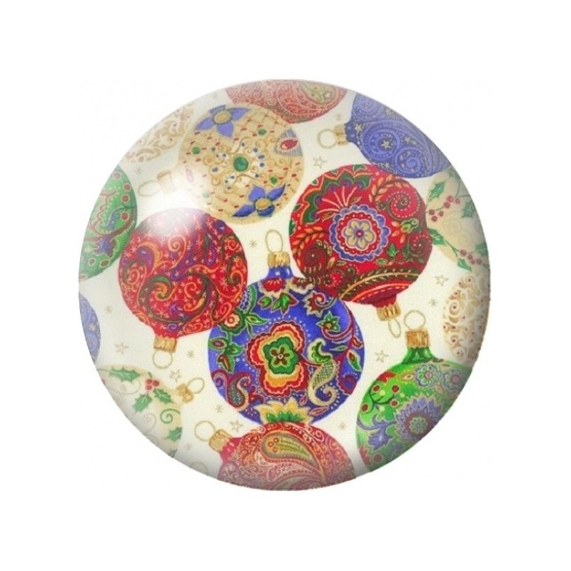 Cabochon en Verre Illustré Boules de Noël Mandala Colorées 12 à 25mm