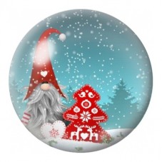 Cabochon en Verre Illustré Gnome au Sapin Rouge 12 à 25mm pour la Création de Bijoux Fantaisie - DIY