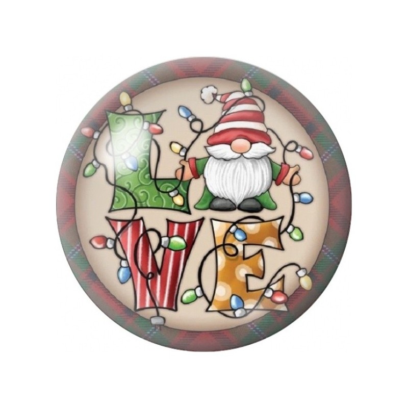 Cabochon en Verre Illustré Gnomes de Noël et Lettres Love 12 à 25mm