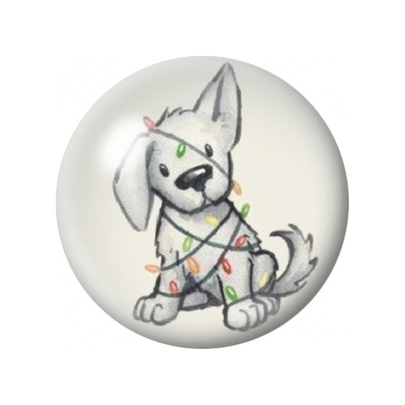 Cabochon en Verre Illustré Chien dans la Guirlande de Noël 12 à 25mm