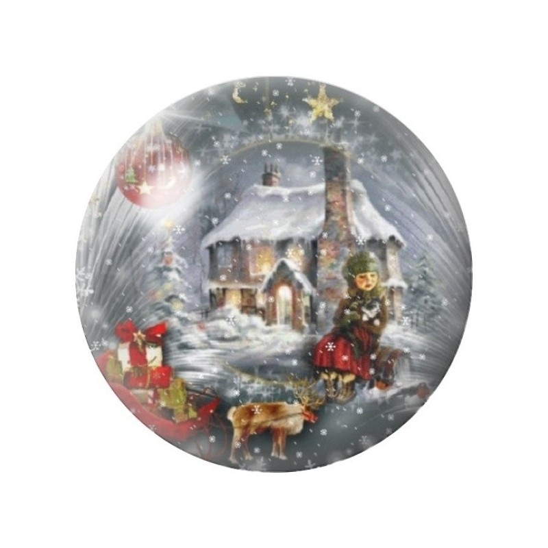 Cabochon en Verre Illustré Maison de Noël sous la Neige 12 à 25mm