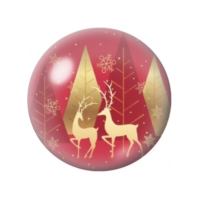 Cabochon en Verre Illustré Rennes Dorés dans la Forêt Rouge 12 à 25mm