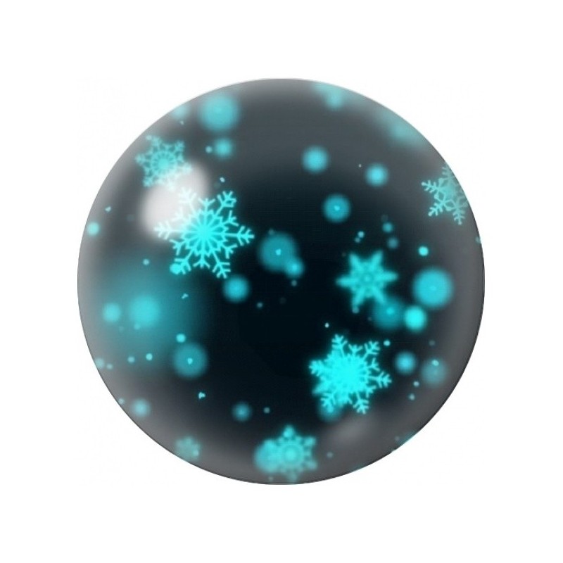 Cabochon en Verre Illustré Flocons Turquoise Lumineux 12 à 25mm