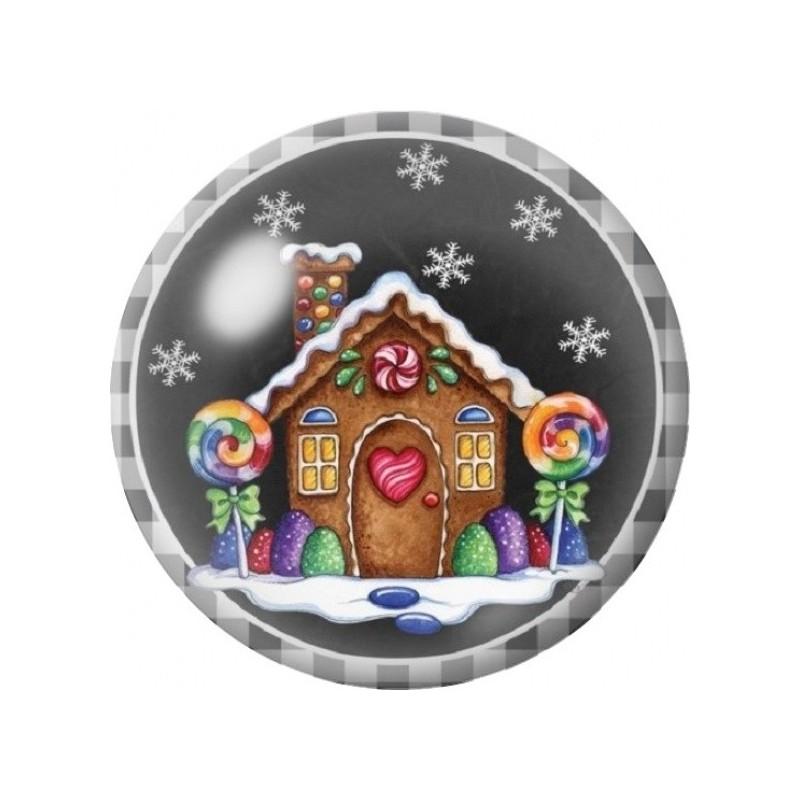 Cabochon en Verre Illustré Maison en Pain d’Épice Colorée 12 à 25mm