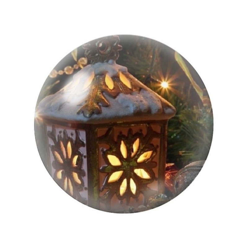 Cabochon en Verre Illustré Lanterne Lumineuse sous la Neige 12 à 25mm