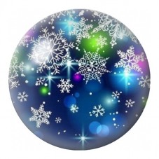 Cabochon en Verre Illustré Flocons dans un Bokeh Multicolore 12 à 25mm pour la Création de Bijoux Fantaisie - DIY