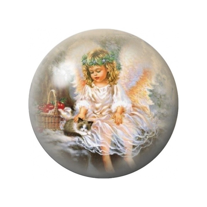 Cabochon en Verre Illustré Petite Ange aux Cadeaux 12 à 25mm
