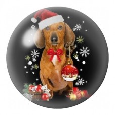 Cabochon en Verre Illustré Teckel au Bonnet de Noël 12 à 25mm pour la Création de Bijoux Fantaisie - DIY