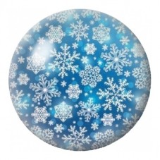 Cabochon en Verre Illustré Pluie de Flocons sur Bleu 12 à 25mm pour la Création de Bijoux Fantaisie - DIY