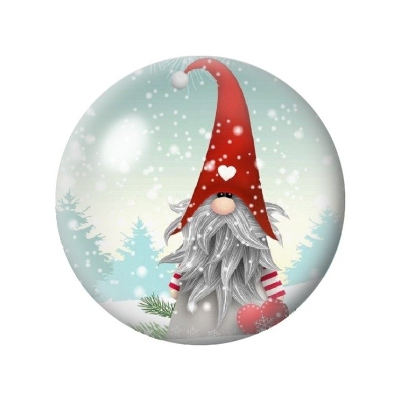 Cabochon en Verre Illustré Gnome Gris au Bonnet Rouge 12 à 25mm