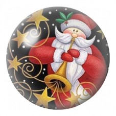 Cabochon en Verre Illustré Père Noël aux Étoiles Dorées 12 à 25mm pour la Création de Bijoux Fantaisie - DIY