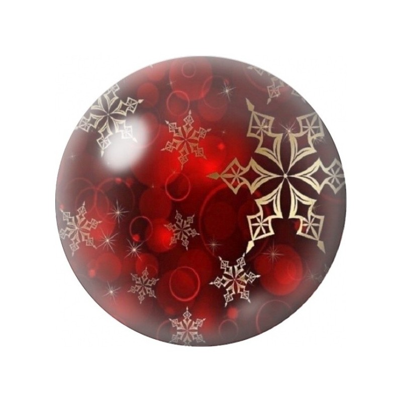 Cabochon en Verre Illustré Flocons Dorés sur Rouge et Noir 12 à 25mm