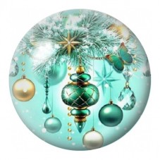 Cabochon en Verre Illustré Boules de Noël Turquoise et Or 12 à 25mm pour la Création de Bijoux Fantaisie - DIY