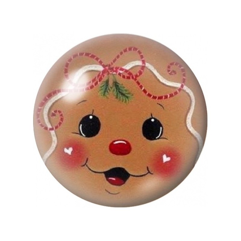 Cabochon en Verre Illustré Visage de Bonhomme Pain d’Épice 12 à 25mm